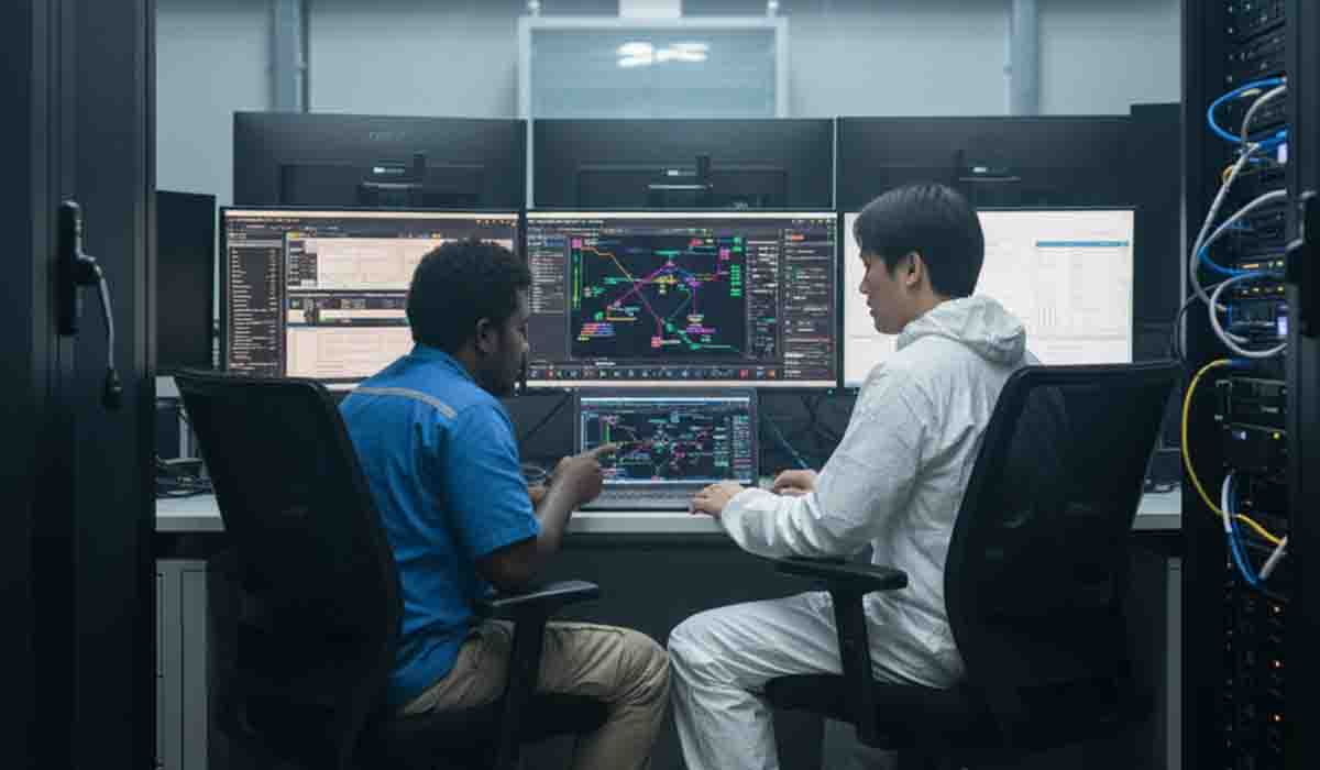 Network Operations Center staff monitoring backbone and Starlink links